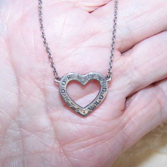 Pandora Sterling Silver Cubic Zirconia CZ Heart Necklace - Picture 5 of 7
